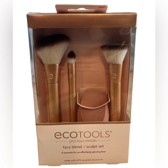 🆕 EcoTools Precious Metals Face Blend & Sculpt Set, Makeup Brush Kit Set Of 4 - Picture 5 of 6